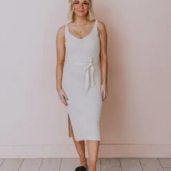 Susie Rib Midi Dress Cream
