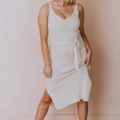 Susie Rib Midi Dress Cream