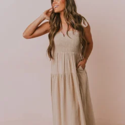 Vendor-unknown Magnolia Midi Dress Taupe Dresses