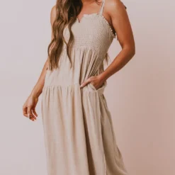 Vendor-unknown Magnolia Midi Dress Taupe Dresses