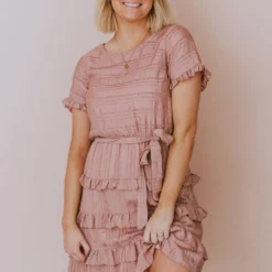 Kai Tiered Ruffle Dress Mauve