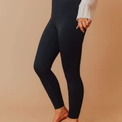 Lucy Avenue High Waisted Moisture Wicking Leggings Black