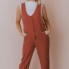 Hem & Thread Collin Raw Edge Jumpsuit Brick Dresses