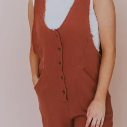 Hem & Thread Collin Raw Edge Jumpsuit Brick Dresses