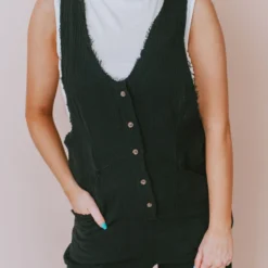 Collins Raw Edge Jumpsuit Black