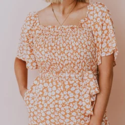Lexi Floral Jumpsuit Apricot Dresses