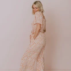 Lexi Floral Jumpsuit Apricot Dresses