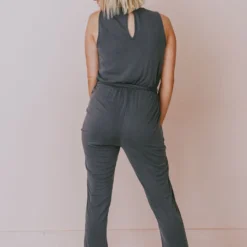 Hem & Thread Dresses Stetson Tie Waist Jumpsuit Charcoal