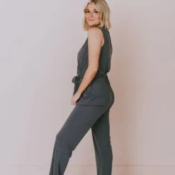Hem & Thread Dresses Stetson Tie Waist Jumpsuit Charcoal