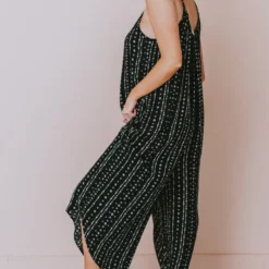 Hem & Thread Dresses Tilia Printed Oversized Jumpsuit Black