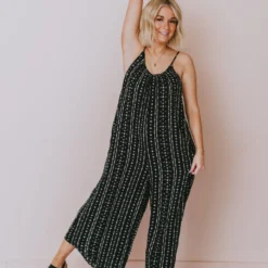 Hem & Thread Dresses Tilia Printed Oversized Jumpsuit Black