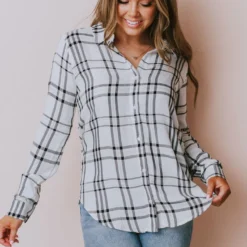 Vendor-unknown Tops Kai Plaid Button Down Top