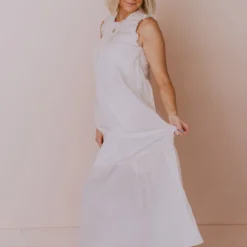 Hem & Thread Etta Ruffle Sleeve Maxi Dress Cream Dresses