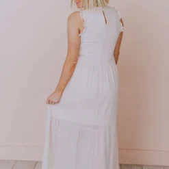 Hem & Thread Etta Ruffle Sleeve Maxi Dress Cream Dresses