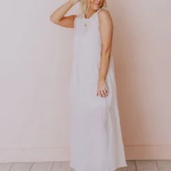 Hem & Thread Etta Ruffle Sleeve Maxi Dress Cream Dresses