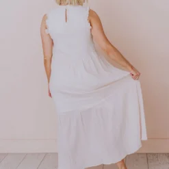 Hem & Thread Etta Ruffle Sleeve Maxi Dress Cream Dresses