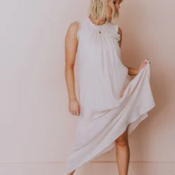 Hem & Thread Etta Ruffle Sleeve Maxi Dress Cream Dresses