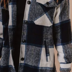 Vendor-unknown Trudy Plaid Shacket Navy Tops