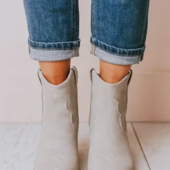 East Lion Beth Western Bootie Grey Shoes