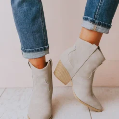 East Lion Beth Western Bootie Grey Shoes