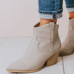 East Lion Beth Western Bootie Grey Shoes