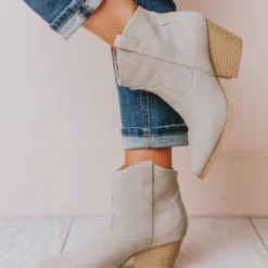 East Lion Beth Western Bootie Grey Shoes