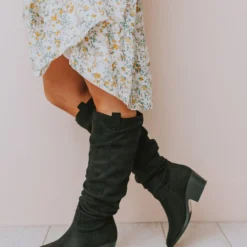 Vendor-unknown Christina Rouched Knee High Boot Black Shoes