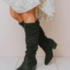 Vendor-unknown Christina Rouched Knee High Boot Black Shoes