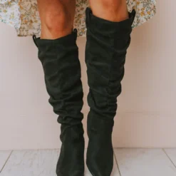 Vendor-unknown Christina Rouched Knee High Boot Black Shoes