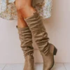 Vendor-unknown Christina Rouched Knee High Boot Taupe
