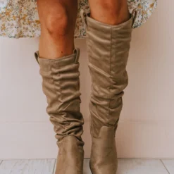 Vendor-unknown Christina Rouched Knee High Boot Taupe