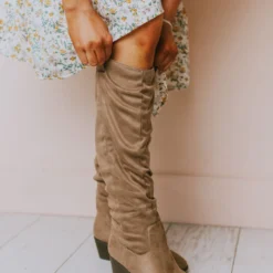 Vendor-unknown Christina Rouched Knee High Boot Taupe