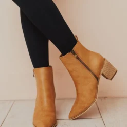 Cindy Zipper Booties Camel Shoes