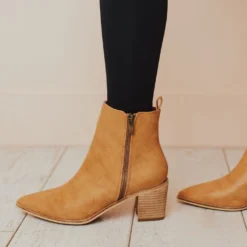 Cindy Zipper Booties Camel Shoes