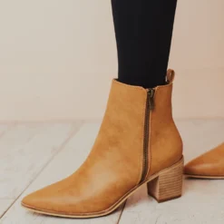 Cindy Zipper Booties Camel Shoes