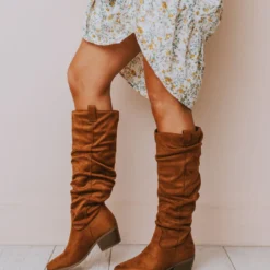 Vendor-unknown Christina Rouched Knee High Boot Chestnut