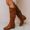 Vendor-unknown Christina Rouched Knee High Boot Chestnut