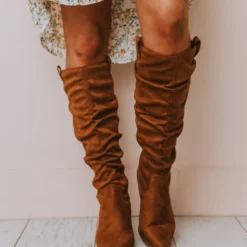 Vendor-unknown Christina Rouched Knee High Boot Chestnut