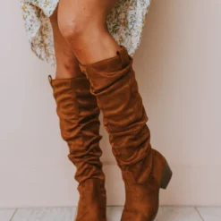 Vendor-unknown Christina Rouched Knee High Boot Chestnut