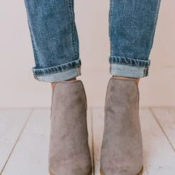 Snatch V Cut Booties Grey Suede Shoes