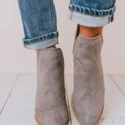 Snatch V Cut Booties Grey Suede Shoes