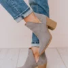 Snatch V Cut Booties Grey Suede Shoes