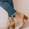 Snatch V Cut Booties Taupe Suede