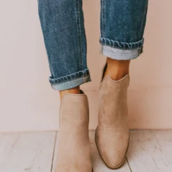 Snatch V Cut Booties Taupe Suede