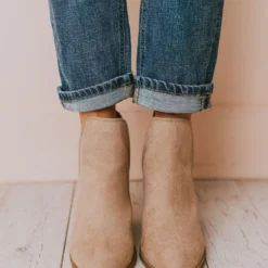 Snatch V Cut Booties Taupe Suede