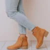 East Lion Sophia Side Cut Out Bootie Camel Shoes