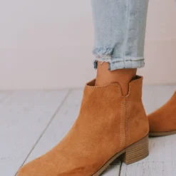 East Lion Sophia Side Cut Out Bootie Camel Shoes