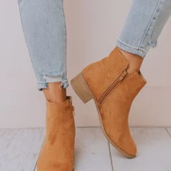 East Lion Sophia Side Cut Out Bootie Camel Shoes