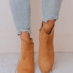 East Lion Sophia Side Cut Out Bootie Camel Shoes