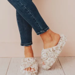 Sandal Shoes Cari X Band Slippers White Leopard